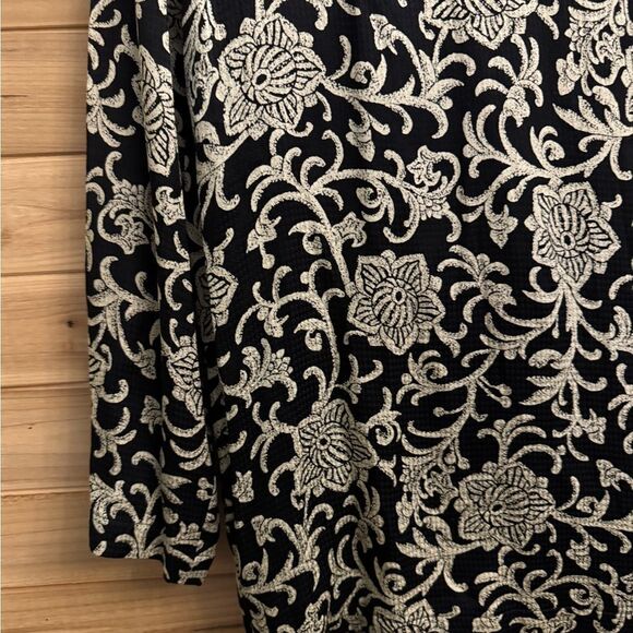 Vintage Anne Klein Size XLarge Silk Oversized Filigree Pattern Boyfriend Blazer - Picture 8 of 13